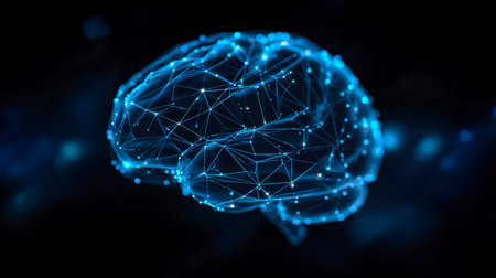 A vibrant, futuristic depiction of brain activity highlighted by luminous points and pathways,...