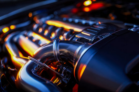 A mesmerizing masterpiece of engineering, this detailed engine showcases shimmering metals and...
