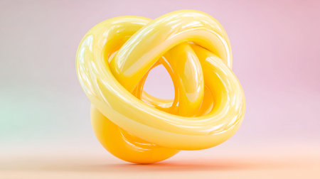 A sleek, contemporary sculpture featuring flowing curves in vibrant yellow and white hues, exuding...