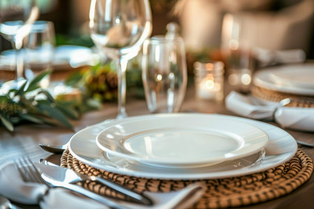 Luxury fine dining table setting menu invitation card mockup for weddings and romantic events