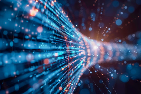 High quality abstract network science technology data center fiber optic 5g connection future light