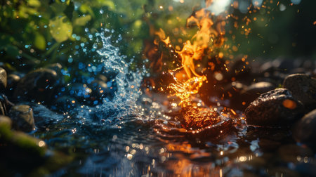 Five elements of nature. air, water, fire, earth, and space - creation of natures forceの写真素材