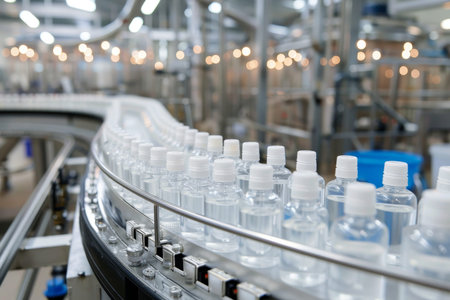 Efficient bottling production line for cosmetic products in a standard factory setting