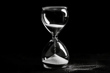 Crafting a powerful metaphor. sandglass hour symbolizes the passage of time and its impactの写真素材
