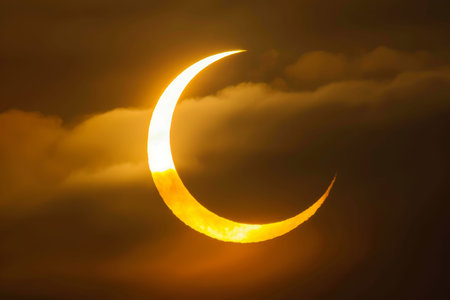Stunning solar eclipse with moon blocking sun in mesmerizing astronomical phenomenon