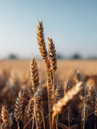 Sunlit golden waves ripple across a sprawling rural landscape, embodied tranquility and the simple...