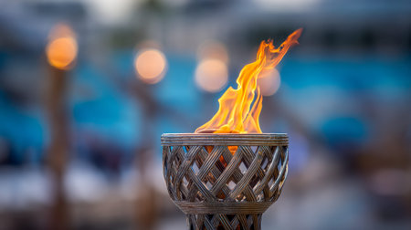 A charming outdoor fire container radiates amber hues, casting a cozy glow that sets a peaceful mood...