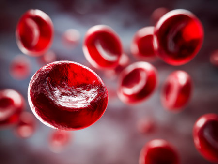 Vivid 3d visualization of pulsating red cells navigating a dynamic, abstract vascular maze, highlighting circulatory vitality and biomedical innovation.の写真素材