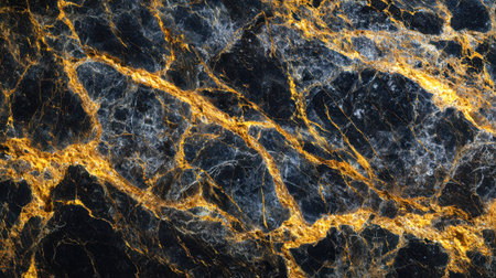A strikingly textured dark stone backdrop featuring shimmering golden veins that create a luxurious and organic pattern, ideal for sophisticated design projects.の写真素材