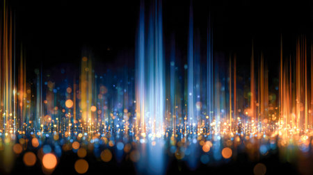 A dazzling array of luminous beams and soft-focus orbs craft a lively, high-tech scene filled with...