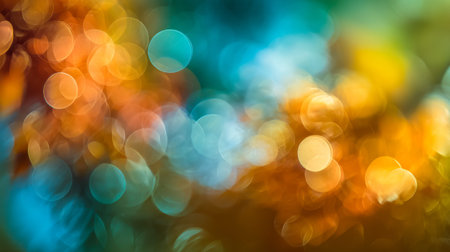 A mesmerizing display of luminous blue and orange orbs blurring into a surreal, colorful backdrop, ideal for adding a festive or creative touch to any project.の写真素材