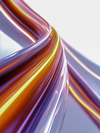 Vibrant, shimmering strands gracefully twist and merge, creating a sense of energetic motion and...