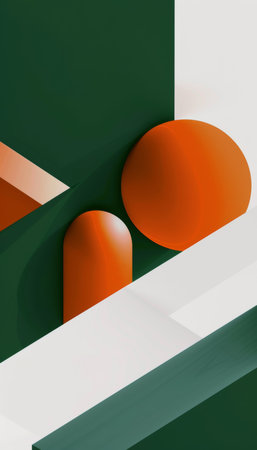 Elegant green orange white abstract geometric presentation for design and marketingの写真素材