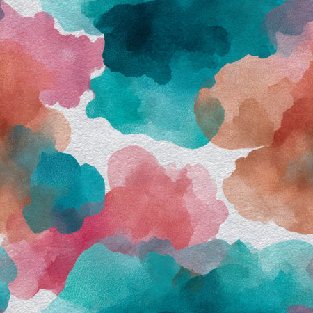 A lively watercolor artwork featuring bold streaks of teal, pink, and peach harmoniously merging on textured paper, inspiring imaginative project backdrops and creatの写真素材