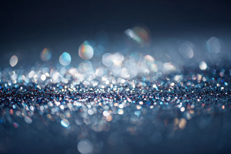 A mesmerizing blend of luminous particles and gentle glow effects in pastel blue and silver hues, evoking a magical, celebration-inspired ambiance perfect for festivの写真素材