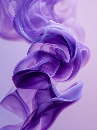 Delicate tendrils of violet vapor spiral and intertwine, crafting an enchanting and artistic display that evokes mystery and elegance against a muted background.の写真素材