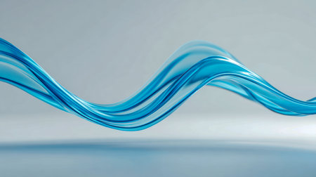 Elegant blue streams weave seamlessly across a gentle gradient backdrop, evoking a serene sense of dynamic movement and graceful fluidity in modern design.の写真素材