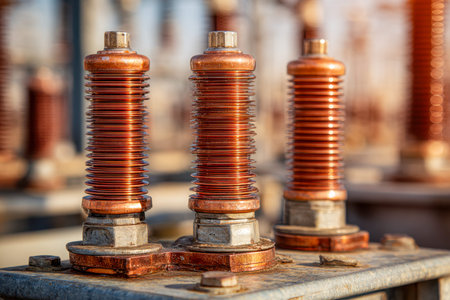 Vibrant electrical components featuring ceramic insulators and copper-wound conductors form a...