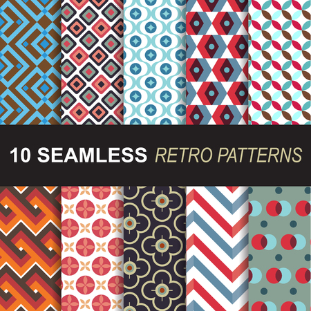 seamless retro patterns vector set for background and wallpaperのイラスト素材