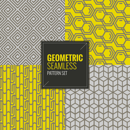 Geometric seamless patterns set vector illustrationのイラスト素材