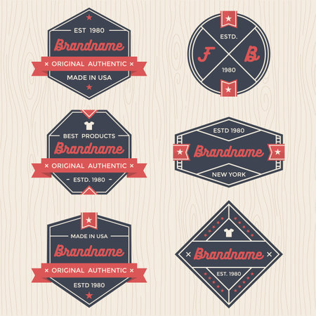 Set of vintage badges, banners, label, ribbon and logo template vector for business and shopのイラスト素材