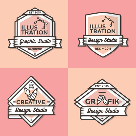 Set of vintage badges, banners, label, ribbon and logo template vector for business and shopのイラスト素材