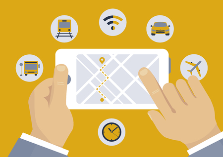 Navigation direction mobile application concept illustrationのイラスト素材