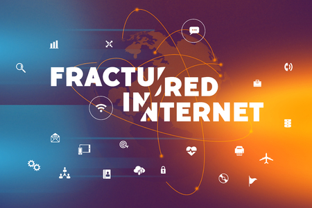 Bifurcated and fractured internet is the future of global communiction split to two or more separete networks.の写真素材