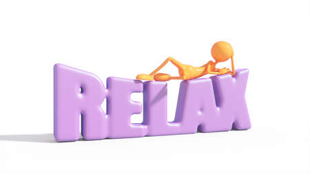 Human character relax, isolated white background. This is a 3d render illustationの写真素材