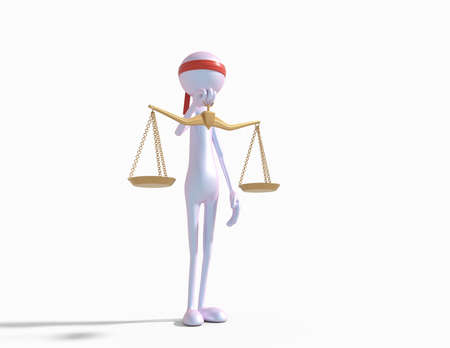 3d person with scales. A justice symbol. This is a 3d render illustrationの写真素材