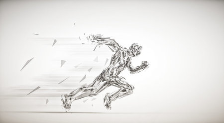 Low poly man running. Fresh start and confidence concept.  This is a 3d render illustration