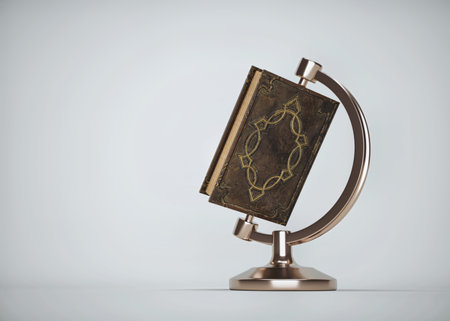 Book in a earth globe decoration. Knowledge and education concept. This is a 3d render illustration