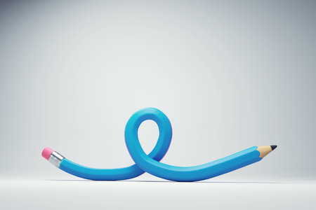 Twisted pencil on white background. Strategy and project manager concept. This is a 3d render illustrationの写真素材