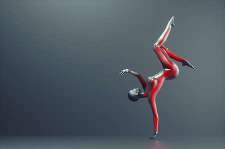 Woman with creative  texture dancing on background. Be different concept. This is a 3d render illustrationの写真素材