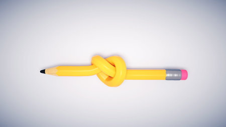 Knotted pencil. Strategy and project manager concept. This is a 3d render illustrationの写真素材