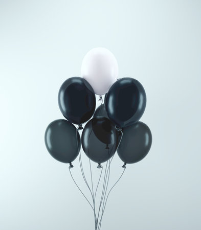 Balloons different. Leadership and stand out from the crowd concept. This is a 3d render illustrationの写真素材