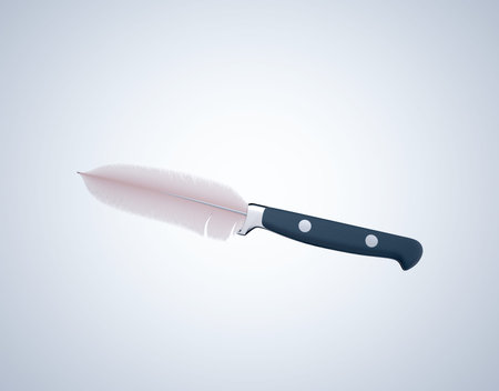 Knife with a feather. Karma and fake news concept. This is a 3d render illustration