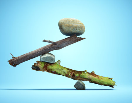 Elements of nature in balance. This is a 3d render illustrationの写真素材