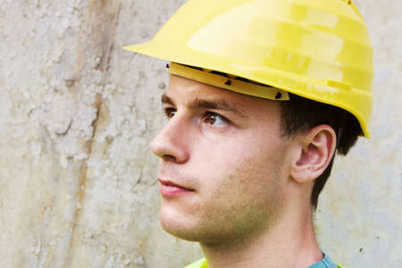Head portrait of young construction workerの写真素材