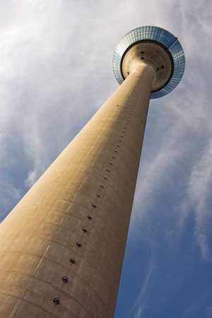 television tower Rheinturm in Dusseldorf, Germanyの写真素材