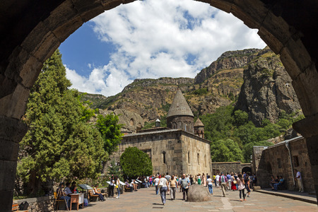 Geghard is a medieval monastery, located in the Kotayk province of Armeniaのeditorial素材