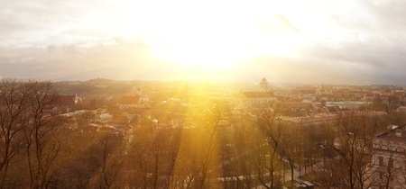 panorama of the old town in Vilnius from a heightの写真素材