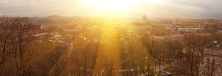 panorama of the old town in Vilnius from a heightの写真素材