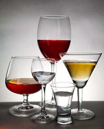 stemware on gray backgroundの写真素材