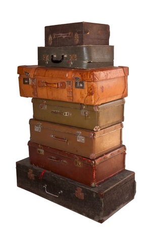 a lot of old suitcases の写真素材