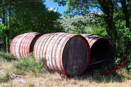 old wine barrelsの写真素材