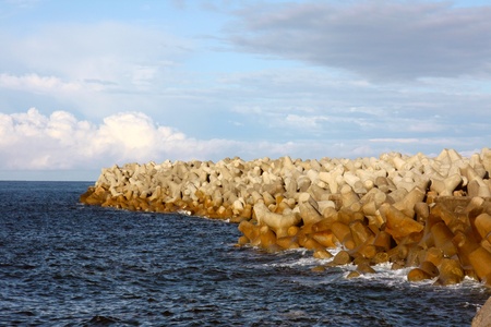 breakwater in the portの写真素材