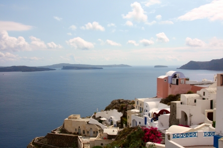 the island of Santoriniの写真素材