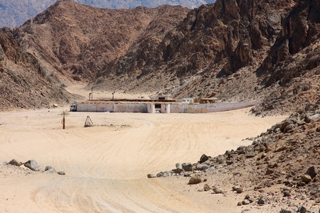 castle for tourists in the desert of Egyptの写真素材