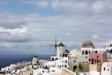 the island of Santoriniの写真素材